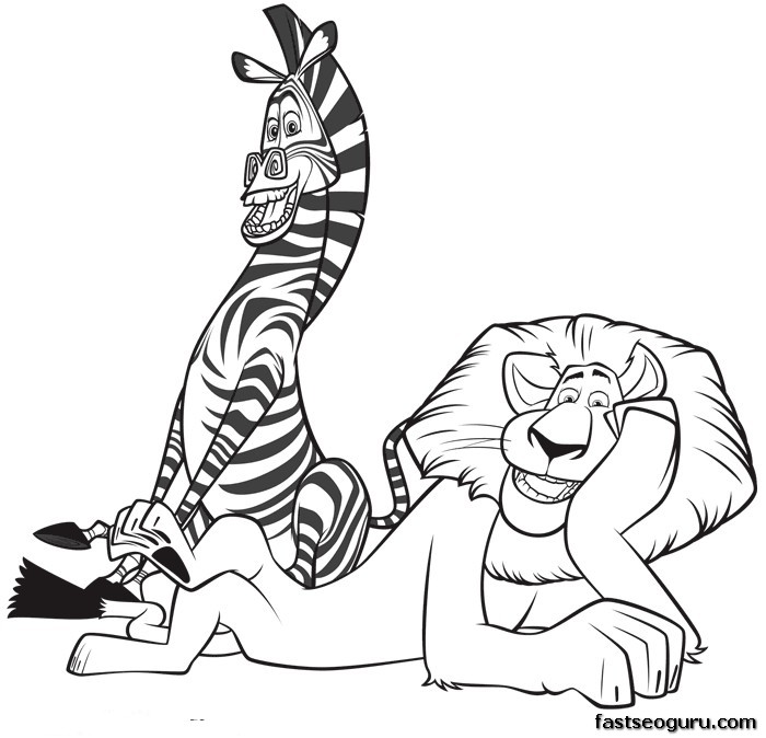 Printable Madagascar 2 Marty And Alex Coloring Pages 7